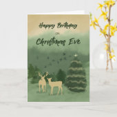 Kerstavond Verjaardag Groen Landschap met Boom Kaart (Gele Bloem)