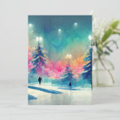 Kerstavond versierde kerstboomkaart feestdagenkaart (Staand voorkant)
