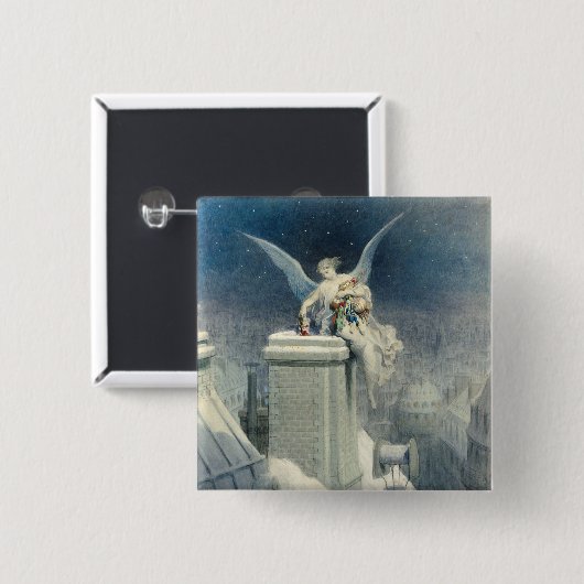 kerstavond vierkante button 5,1 cm (Voorkant /achterkant)