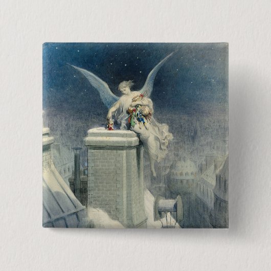 kerstavond vierkante button 5,1 cm (Voorkant)