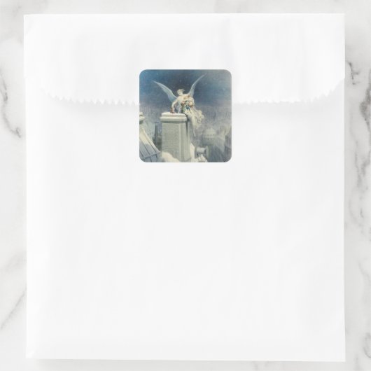 kerstavond vierkante sticker (Tas)