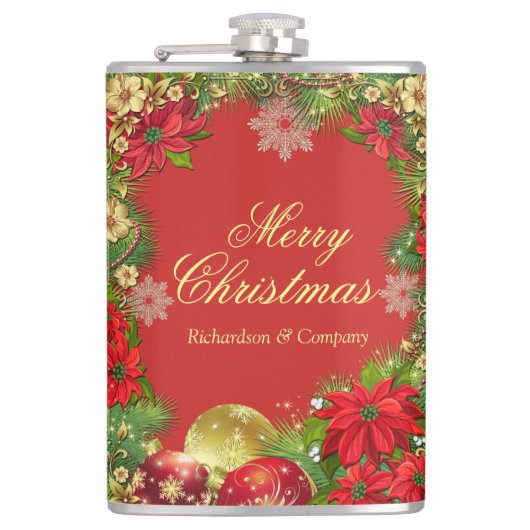 kerstavond voor bedrijven heupfles (Voorkant)