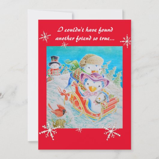 Kerstavond voor een vriend. feestdagenkaart (Voorkant)