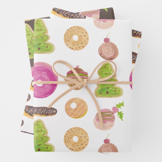 Kerstavond Watergekleurde bakkerij Whimisical Inpakpapier Vel (In situ)