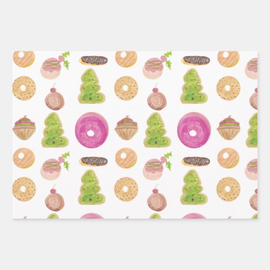 Kerstavond Watergekleurde bakkerij Whimisical Inpakpapier Vel (Voorkant)