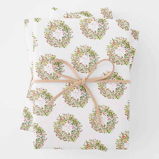 Kerstavond waterverf elegance trendy inpakpapier vel (In situ)