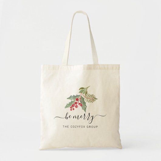 Kerstavond Waterverf Greenery Tote Bag (Voorkant)