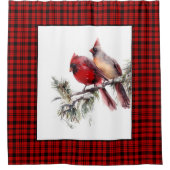 Kerstavond Waterverf kardinalen Douchegordijn (Voorkant)