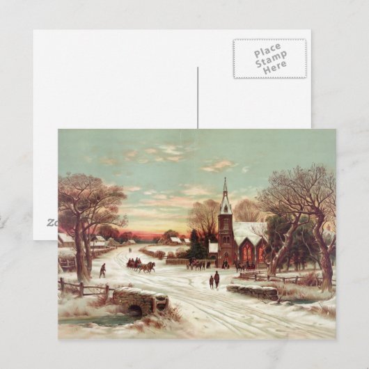 Kerstavond Winter Scene briefkaart (Voorkant / Achterkant)