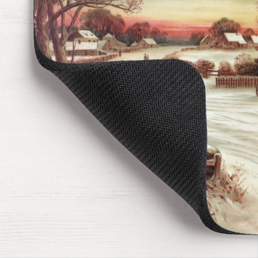 Kerstavond Winter Scene Mousepad Muismat (Hoek)