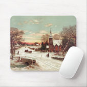 Kerstavond Winter Scene Mousepad Muismat (Met muis)