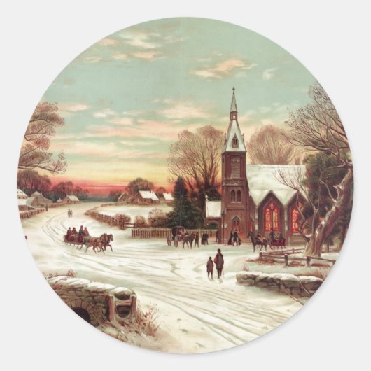 Kerstavond Winter Scene stickers (Voorkant)
