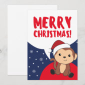 Kerstavond Winterdieren apen Feestdagenkaart (Voorkant / Achterkant)