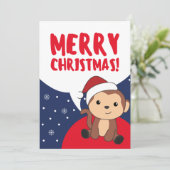 Kerstavond Winterdieren apen Feestdagenkaart (Staand voorkant)