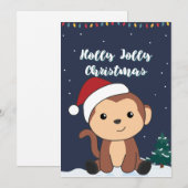 Kerstavond Winterdieren apen Feestdagenkaart (Voorkant / Achterkant)