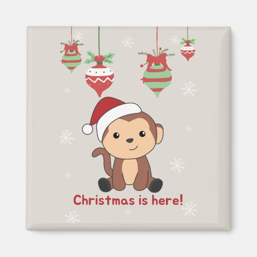 Kerstavond Winterdieren apen Magne Magneet (Voorkant)