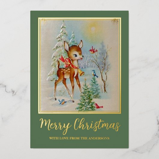 kerstavond winterrecorder met oproer folie feestdagenkaart (Voorkant)