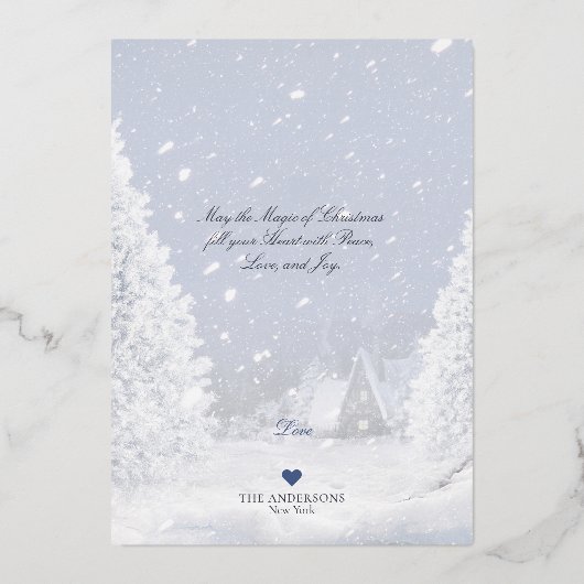 Kerstavond, wolven in sneeuw - folie feestdagenkaart (Achterkant)