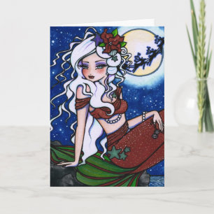 Kerstavond Zeemeermin Fantasy Girl Art Kaart