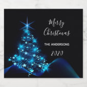 Kerstavond zwarte blauwe moderne schitterende boom bier etiket (Enkel label)