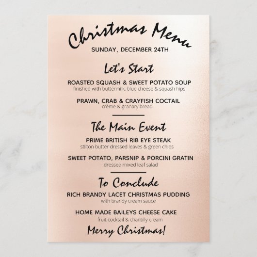 Kerstavondienst Wintermenu Blush Bloem Menu (Achterkant)