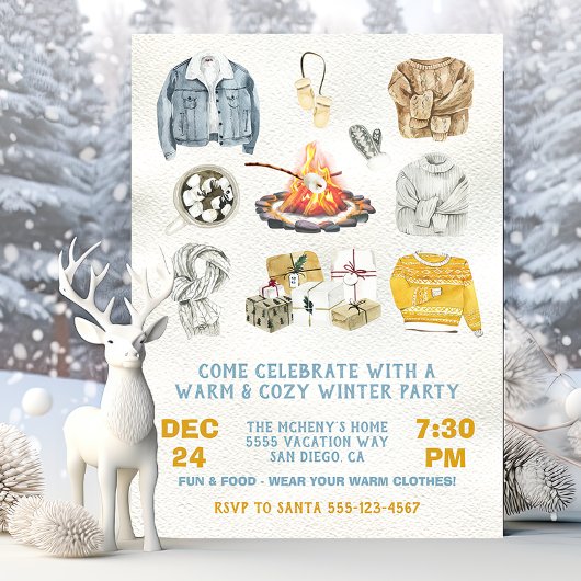Kerstavuur van de winterpartij Warm en Cozy Kaart