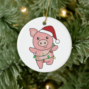 Kerstawinterdieren Varkens Keramisch sieraad Keramisch Ornament