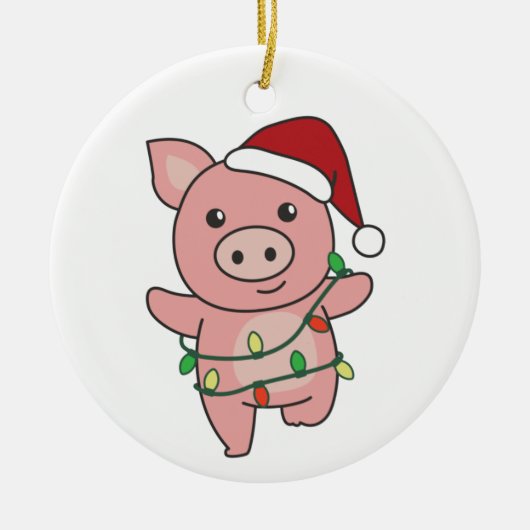 Kerstawinterdieren Varkens Keramisch sieraad Keramisch Ornament (Voorkant)