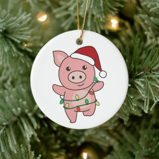 Kerstawinterdieren Varkens Keramisch sieraad Ornament (Boom)
