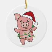 Kerstawinterdieren Varkens Keramisch sieraad Ornament (Voorkant)