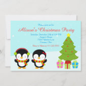 Kerstawinterpinguïns en bomen kaart (Voorkant)