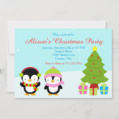 Kerstawinterpinguïns en bomen kaart (Voorkant)