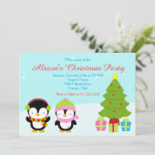 Kerstawinterpinguïns en bomen kaart (Staand voorkant)