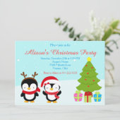 Kerstawinterpinguïns en bomen kaart (Staand voorkant)