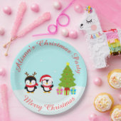 Kerstawinterpinguïns en bomen papieren bordje (Feest)