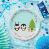 Kerstawinterpinguïns en bomen papieren bordje (Feest)