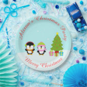 Kerstawinterpinguïns en bomen papieren bordje (Feest)