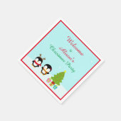 Kerstawinterpinguïns en bomen servet (Hoek)