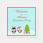 Kerstawinterpinguïns en bomen servet (Voorkant)