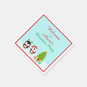 Kerstawinterpinguïns en bomen servet (Hoek)