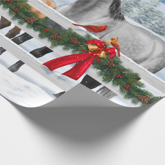 Kerstaxe Bay Buckskin Dapple Gray Horses Cadeaupapier (Hoek)