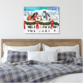 Kerstaxe Bay Buckskin Dapple Gray Horses Canvas Afdruk (Insitu (Slaapkamer))