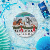 Kerstaxe Bay Buckskin Dapple Gray Horses Papieren Bordje (Feest)
