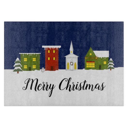 Kerstaxe Glass Cutting Board Snijplank (Voorkant)