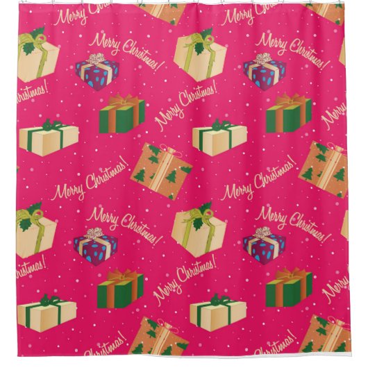 Kerstaxe pretdozen douchegordijn (Voorkant)