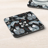 Kerstaxebospatkussen met een schattig bos bier onderzetter (Linkerzijde)