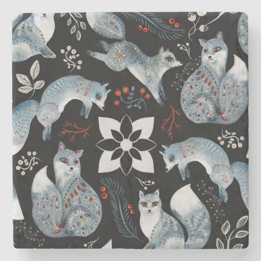 Kerstaxebospatkussen met een schattig bos stenen onderzetter (Voorkant)