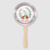 Kerstaxeenhoorn en poinsettia 3 handwaaier (Achterkant)