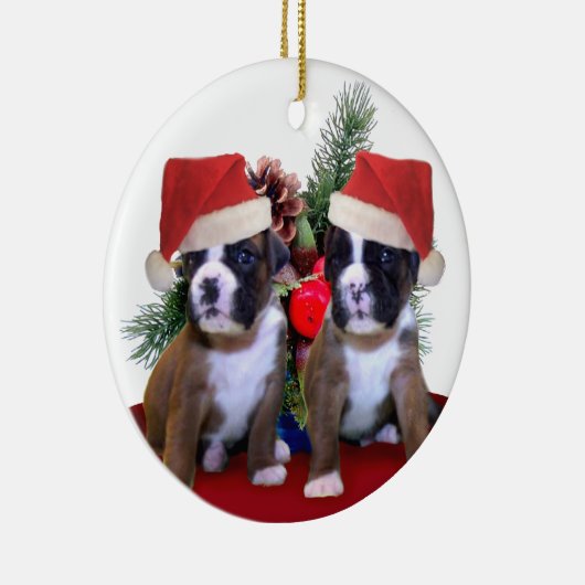 Kerstaxeerversiering voor puppies keramisch ornament (Rechts)