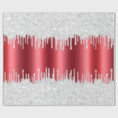 Kerstaxel, rood en driftig, zilveren glitter cadeaupapier (Vlak)